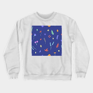 Florals and Leaves on a Blue Background Crewneck Sweatshirt